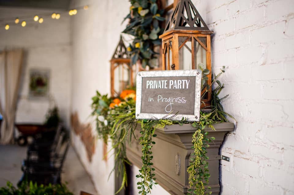 private party in progress sign